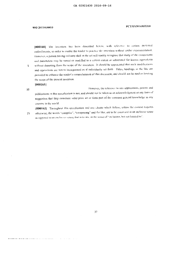 Document de brevet canadien 2921430. Description 20151216. Image 37 de 37