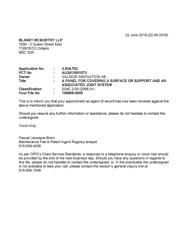 Canadian Patent Document 2924702. Office Letter 20171222. Image 1 of 1