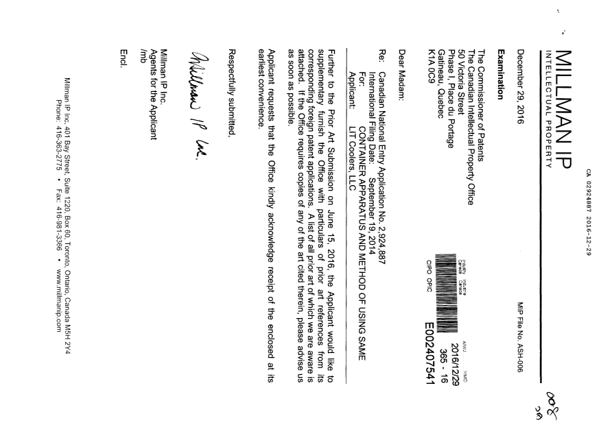 Canadian Patent Document 2924887. Prosecution-Amendment 20151229. Image 1 of 1