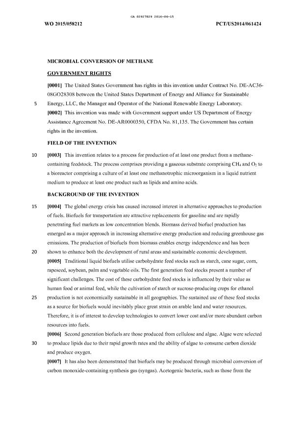 Canadian Patent Document 2927829. Description 20151215. Image 1 of 28
