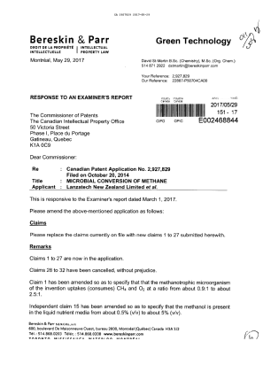 Document de brevet canadien 2927829. Poursuite-Amendment 20161229. Image 1 de 6
