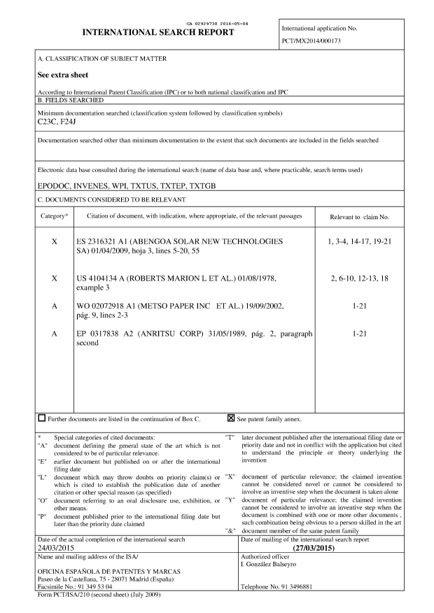 Document de brevet canadien 2929730. PCT 20151204. Image 1 de 3