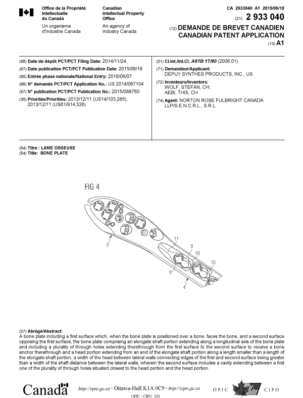 Document de brevet canadien 2933040. Page couverture 20151204. Image 1 de 1