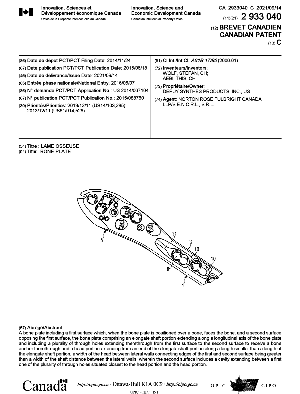 Document de brevet canadien 2933040. Page couverture 20210817. Image 1 de 1