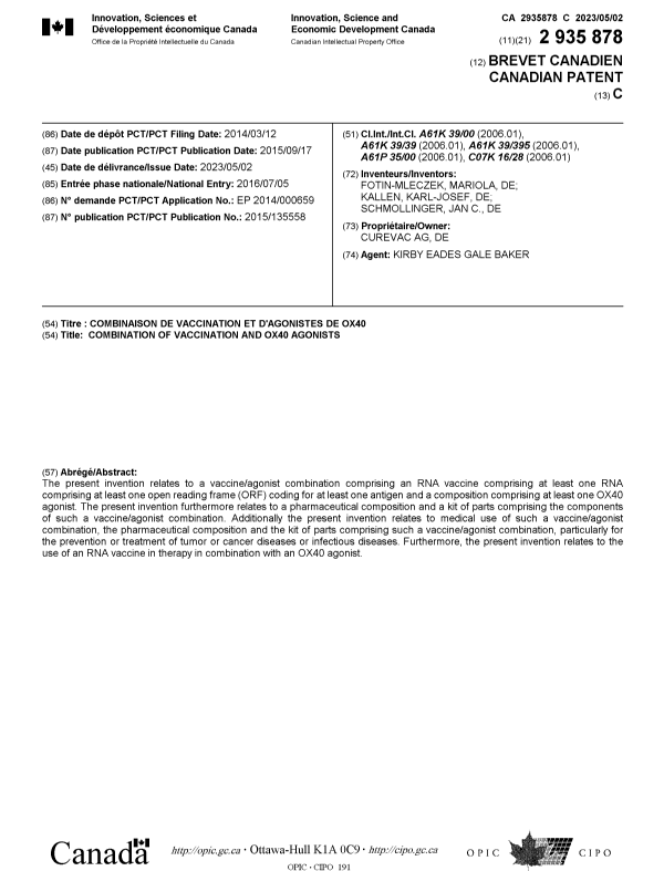 Document de brevet canadien 2935878. Page couverture 20230331. Image 1 de 1