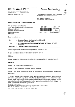 Document de brevet canadien 2936252. Poursuite-Amendment 20161231. Image 1 de 10