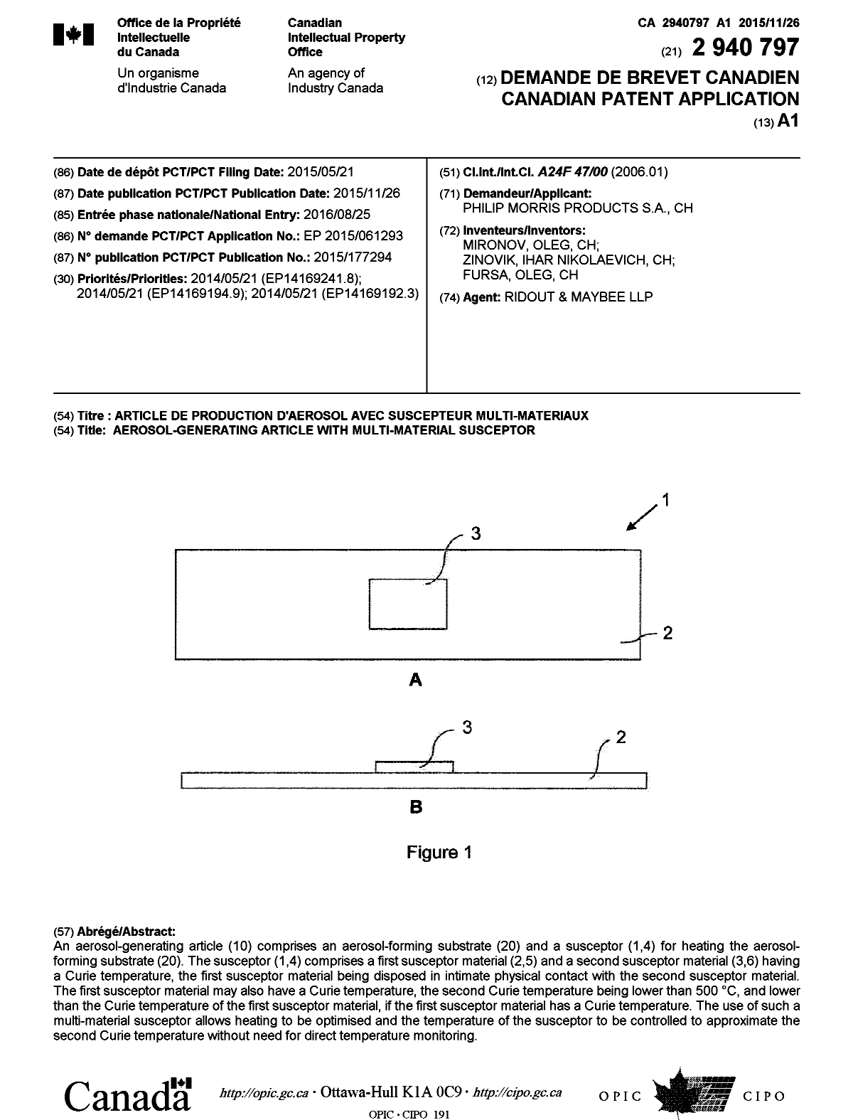 Canadian Patent Document 2940797. Cover Page 20151204. Image 1 of 1