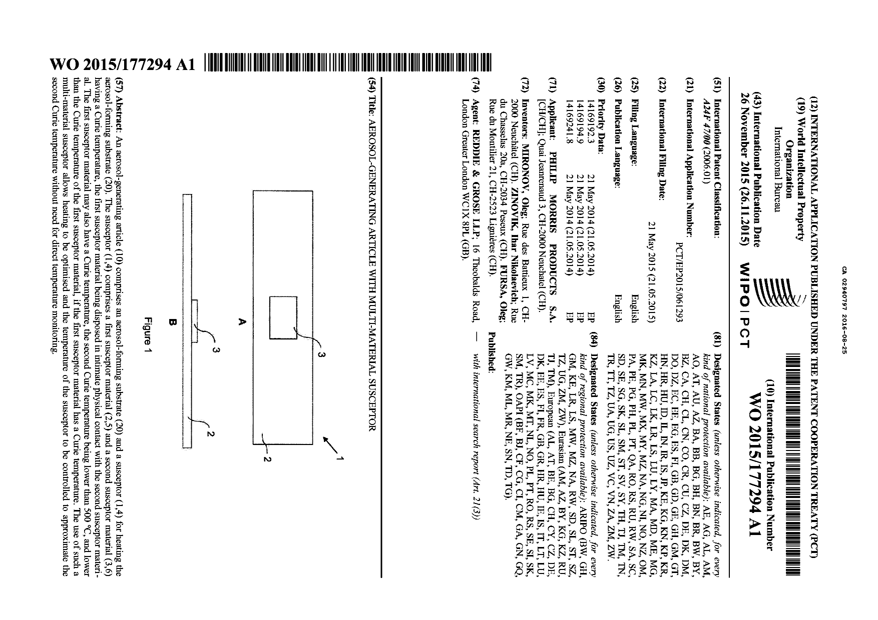 Document de brevet canadien 2940797. Abrégé 20151225. Image 1 de 1