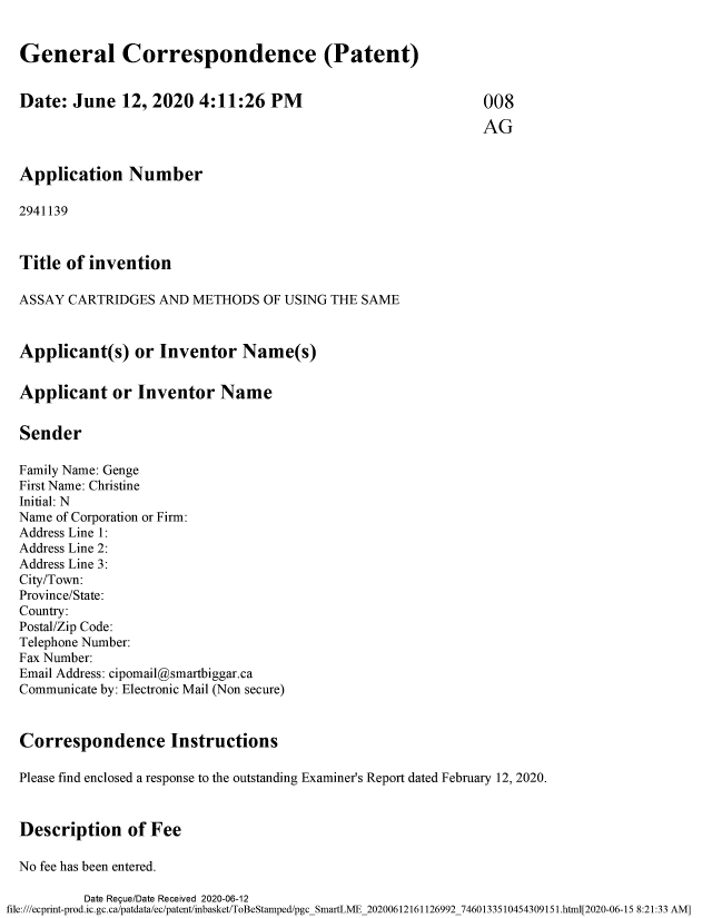 Document de brevet canadien 2941139. Modification 20200612. Image 1 de 17
