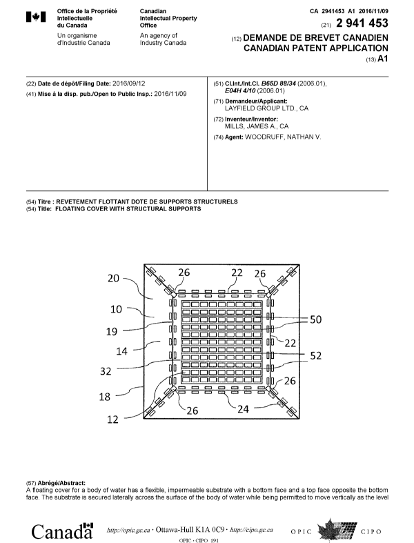 Document de brevet canadien 2941453. Page couverture 20151215. Image 1 de 2
