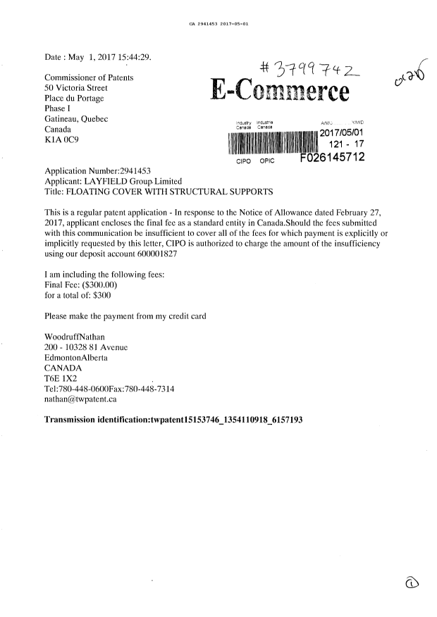 Canadian Patent Document 2941453. Correspondence 20161201. Image 1 of 1