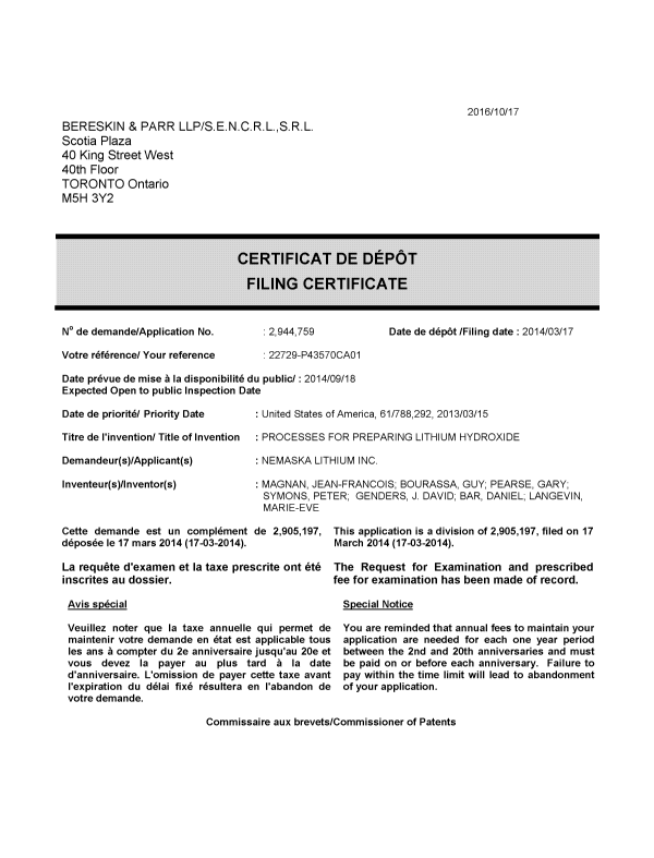 Canadian Patent Document 2944759. Correspondence 20151217. Image 1 of 1