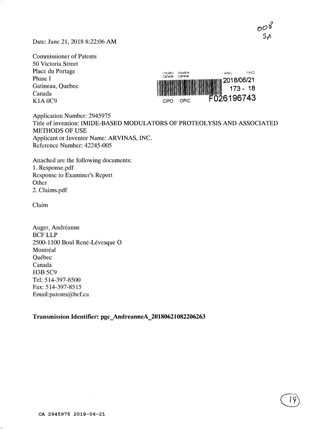 Canadian Patent Document 2945975. Amendment 20180621. Image 1 of 19