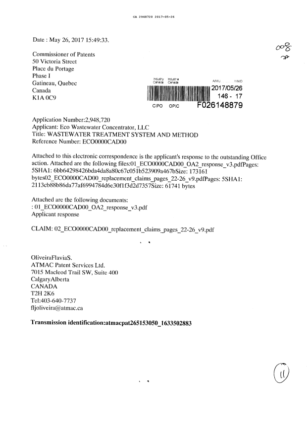 Document de brevet canadien 2948720. Poursuite-Amendment 20161226. Image 1 de 11
