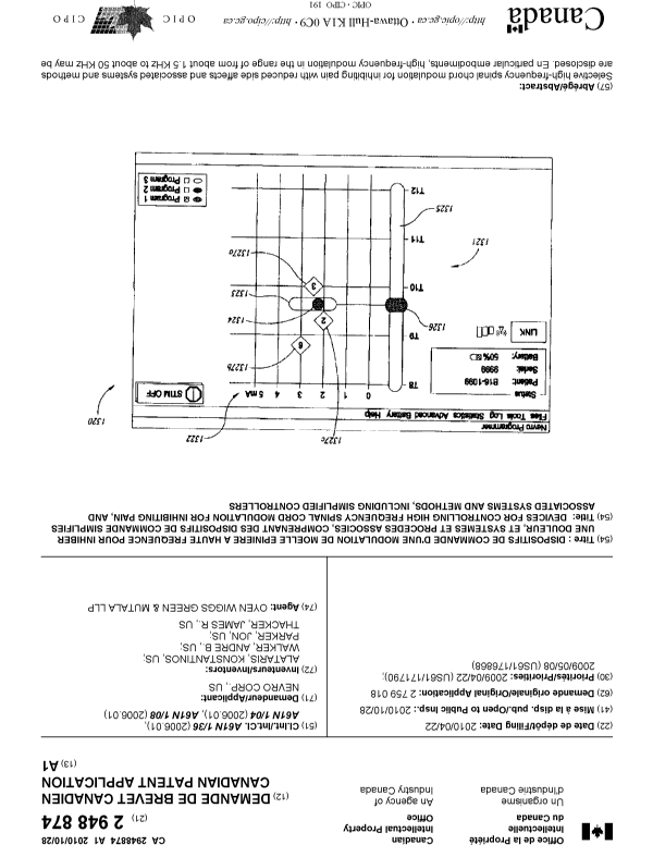 Canadian Patent Document 2948874. Cover Page 20151228. Image 1 of 2