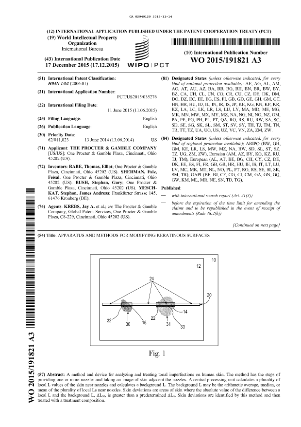 Canadian Patent Document 2949129. Abstract 20151214. Image 1 of 2