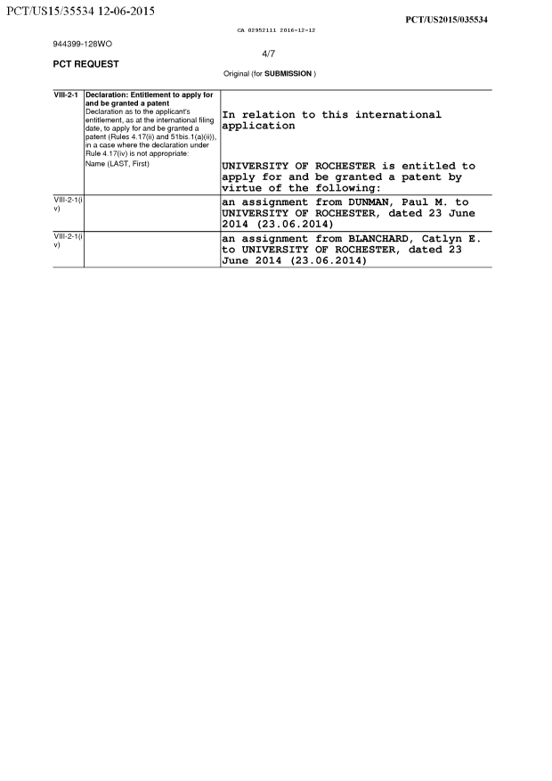 Canadian Patent Document 2952111. Declaration 20161212. Image 2 of 3