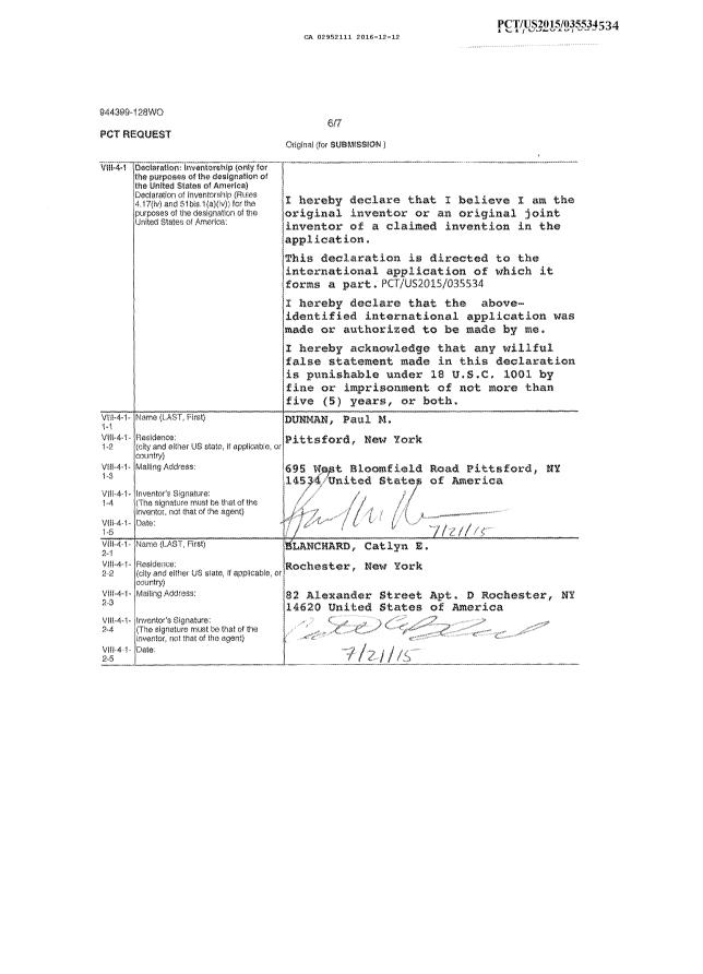 Canadian Patent Document 2952111. Declaration 20161212. Image 3 of 3