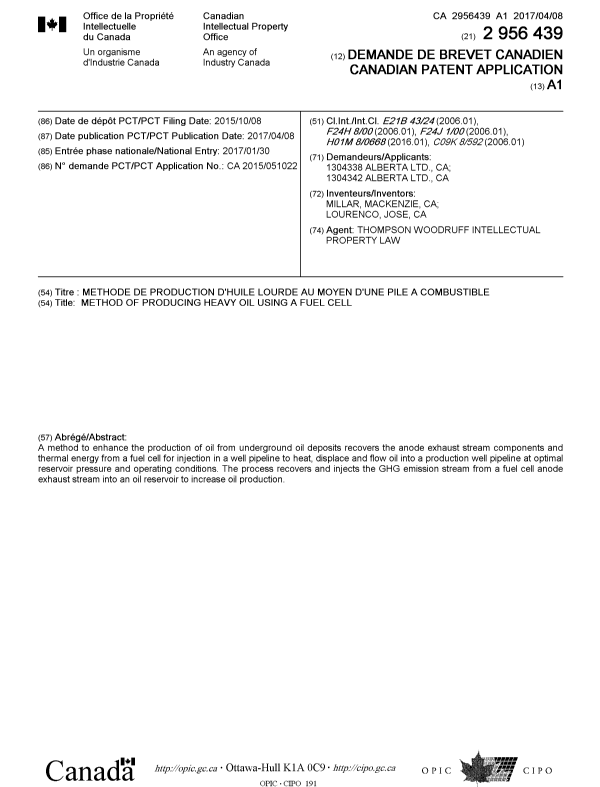 Document de brevet canadien 2956439. Page couverture 20161222. Image 1 de 1