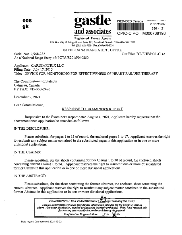 Document de brevet canadien 2958282. Modification 20211202. Image 1 de 43