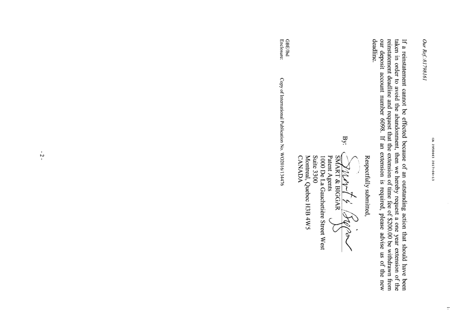 Document de brevet canadien 2958443. Poursuite-Amendment 20161213. Image 2 de 2