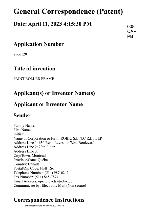 Document de brevet canadien 2966120. Modification 20230411. Image 1 de 16