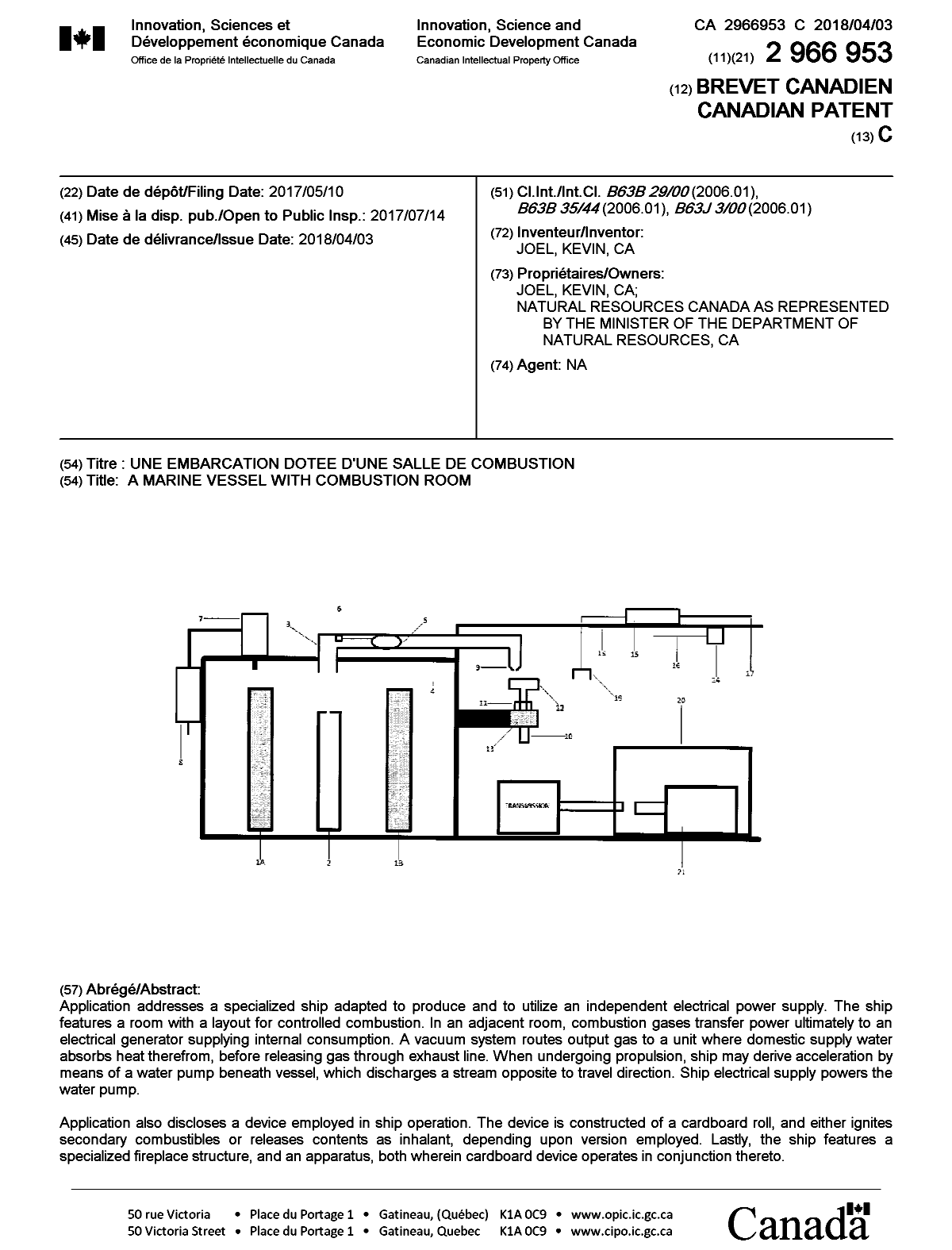 Document de brevet canadien 2966953. Page couverture 20171208. Image 1 de 1