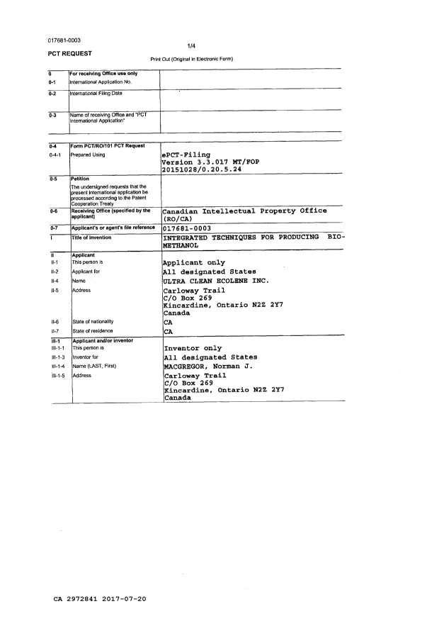 Document de brevet canadien 2972841. Correspondance reliée au PCT 20161220. Image 2 de 5
