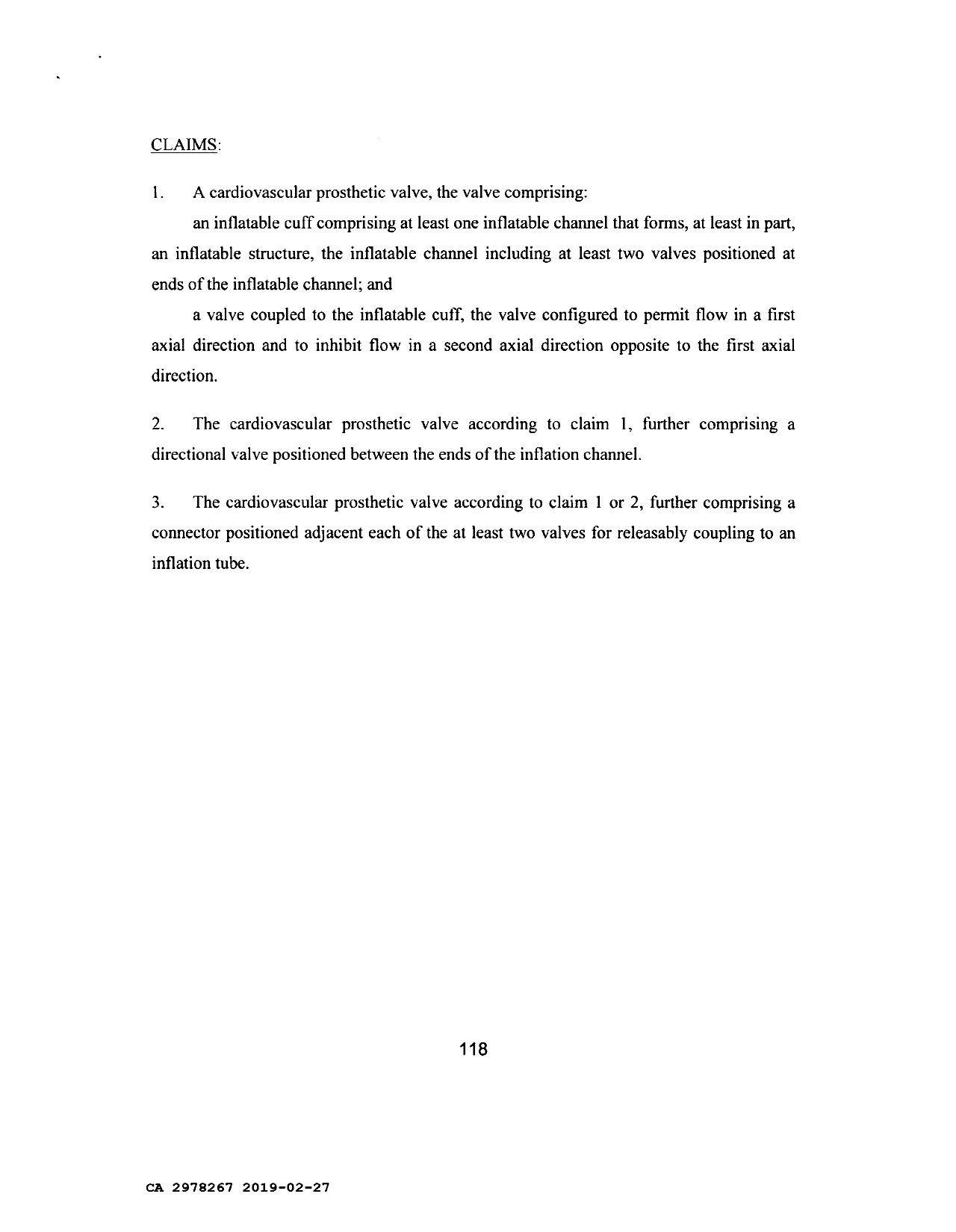 Document de brevet canadien 2978267. Revendications 20190227. Image 1 de 1