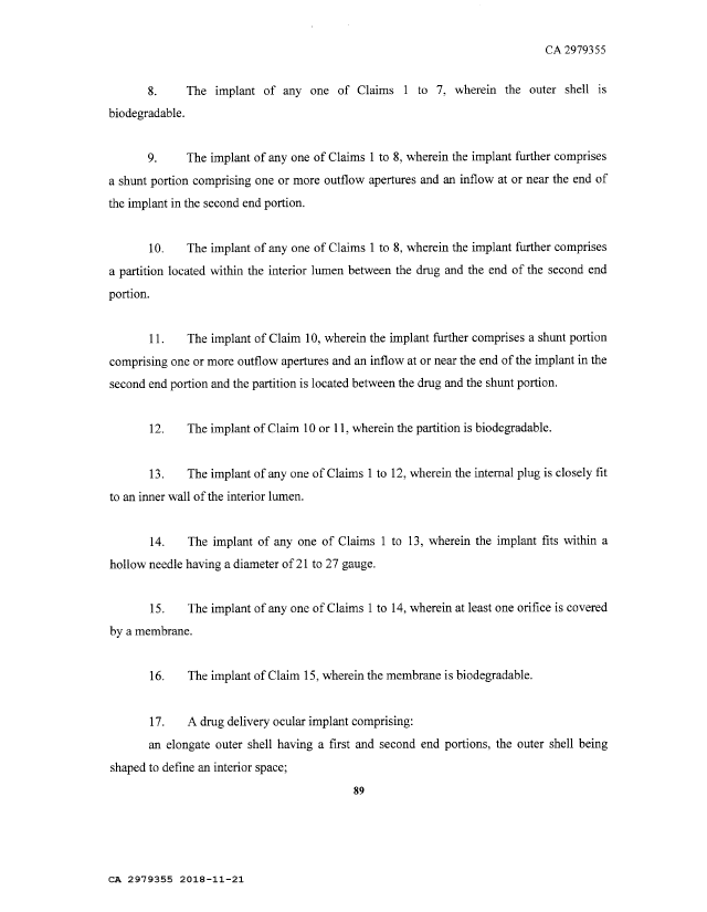 Document de brevet canadien 2979355. Revendications 20181121. Image 2 de 7