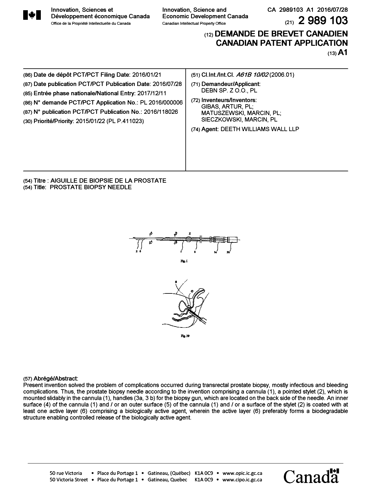 Document de brevet canadien 2989103. Page couverture 20180226. Image 1 de 1