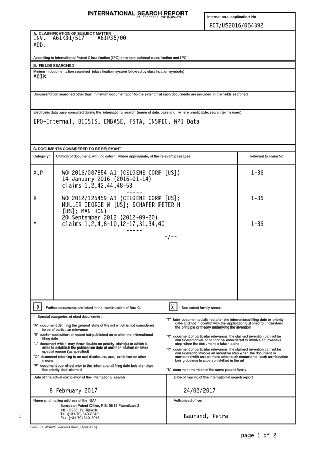 Document de brevet canadien 3006758. Rapport de recherche internationale 20180529. Image 1 de 3