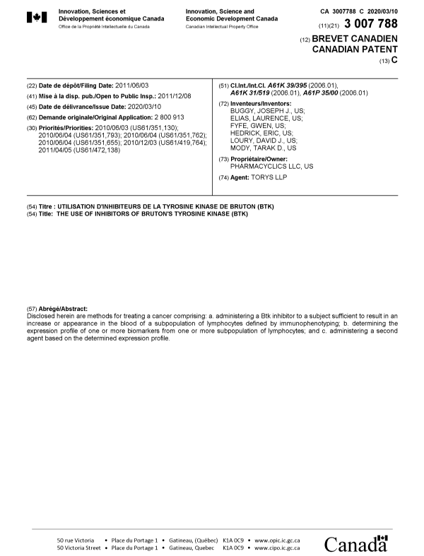 Document de brevet canadien 3007788. Page couverture 20200212. Image 1 de 1