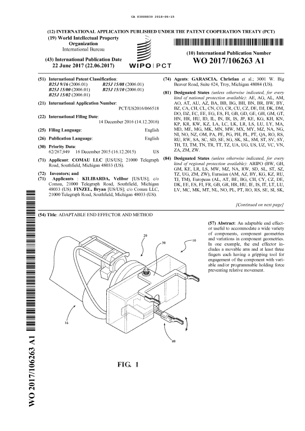 Document de brevet canadien 3008839. Abrégé 20180615. Image 1 de 2