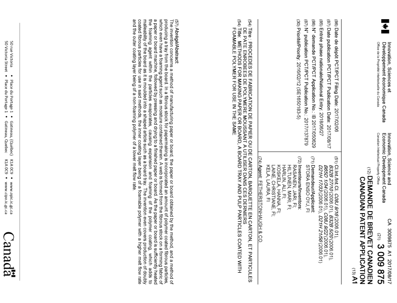 Document de brevet canadien 3009875. Page couverture 20180713. Image 1 de 1