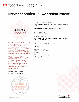 Canadian Patent Document 3011744. Electronic Grant Certificate 20230919. Image 1 of 1