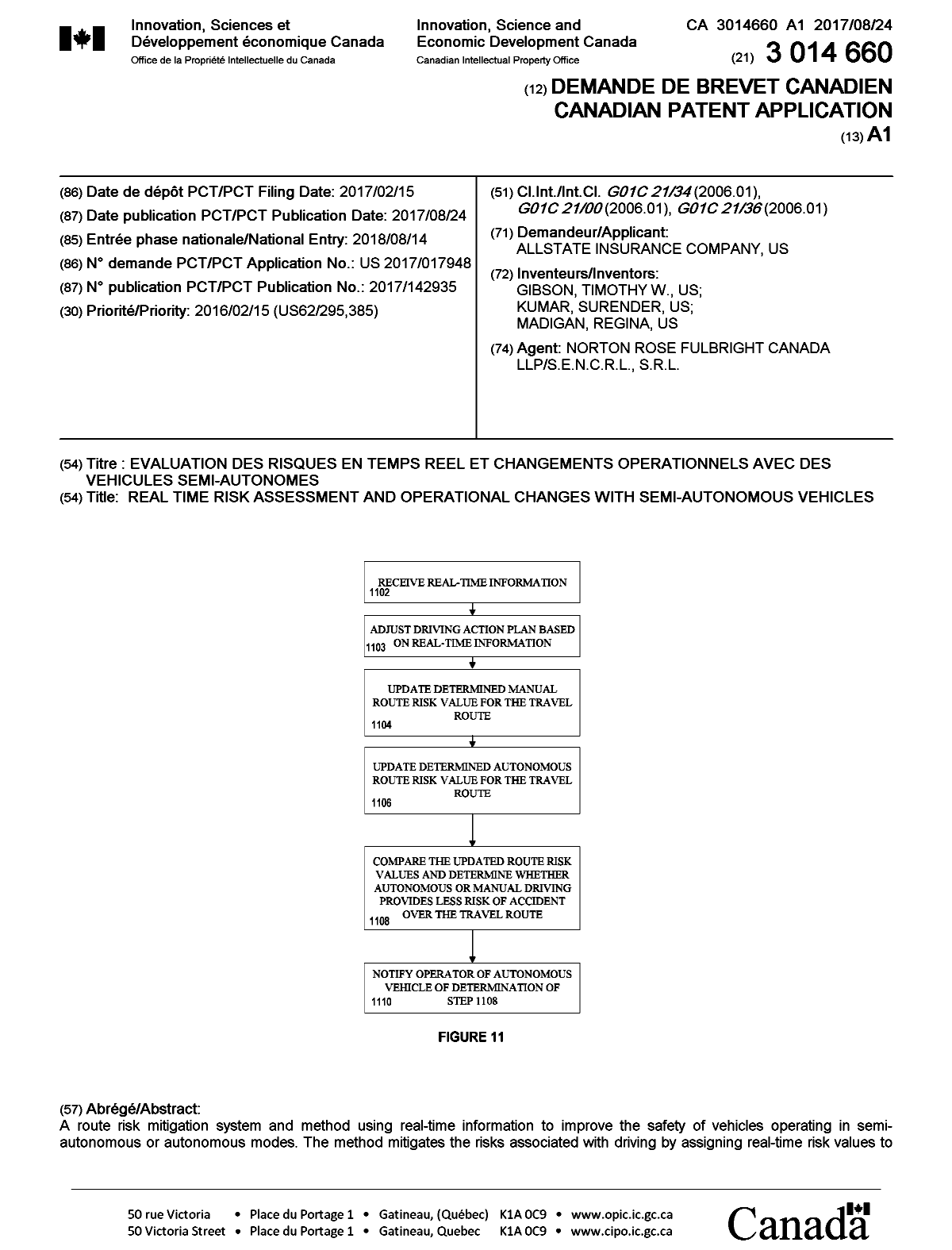 Document de brevet canadien 3014660. Page couverture 20171224. Image 1 de 2
