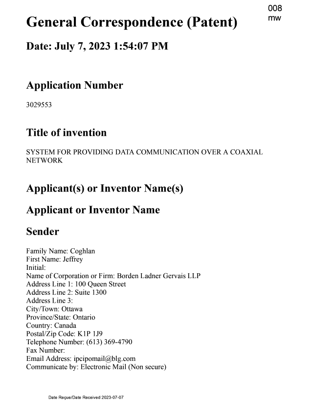 Document de brevet canadien 3029553. Modification 20230707. Image 1 de 21