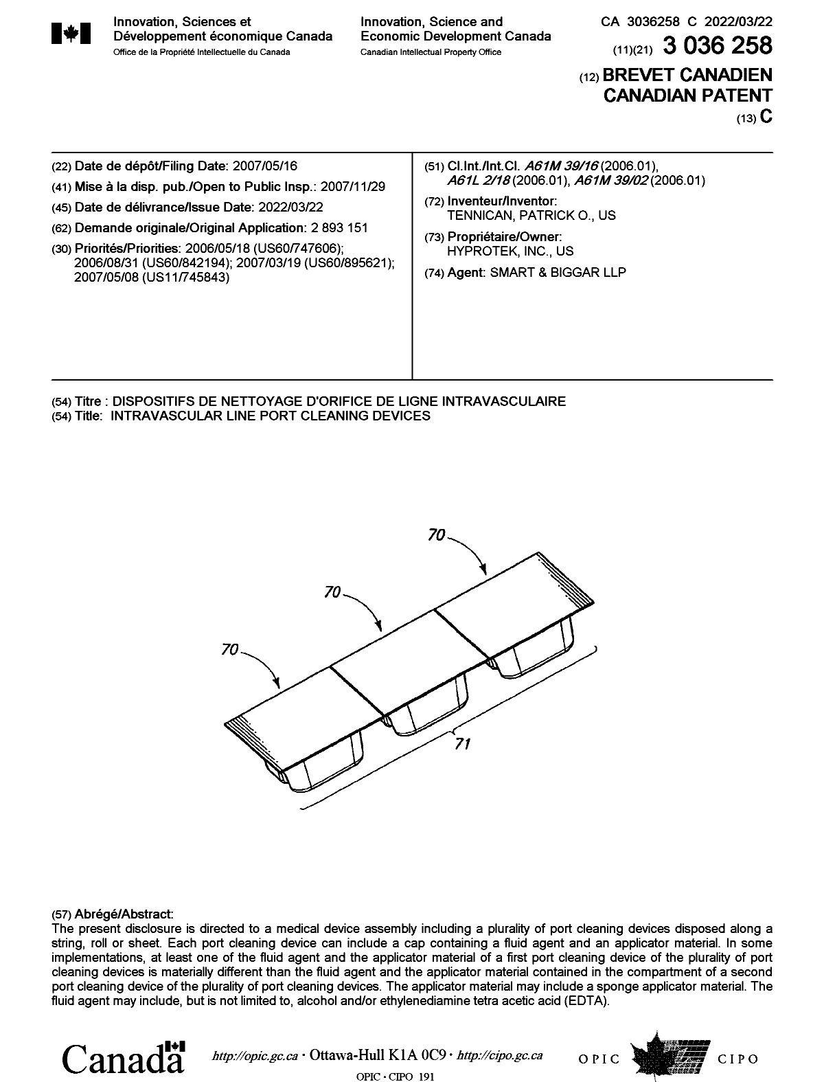 Canadian Patent Document 3036258. Cover Page 20220223. Image 1 of 1