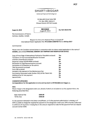 Canadian Patent Document 3036372. National Entry Request 20190308. Image 1 of 6