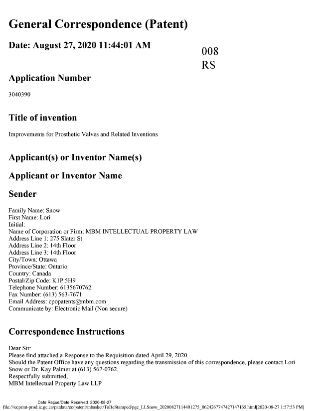 Document de brevet canadien 3040390. Modification 20200827. Image 1 de 86