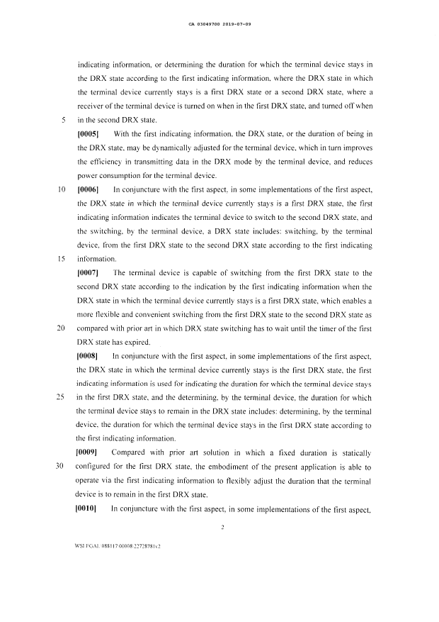 Canadian Patent Document 3049700. Description 20190709. Image 2 of 29
