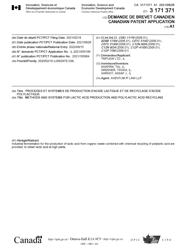Canadian Patent Document 3171371. Cover Page 20221229. Image 1 of 1