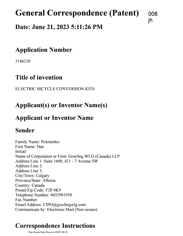 Canadian Patent Document 3186210. Amendment 20230621. Image 1 of 14