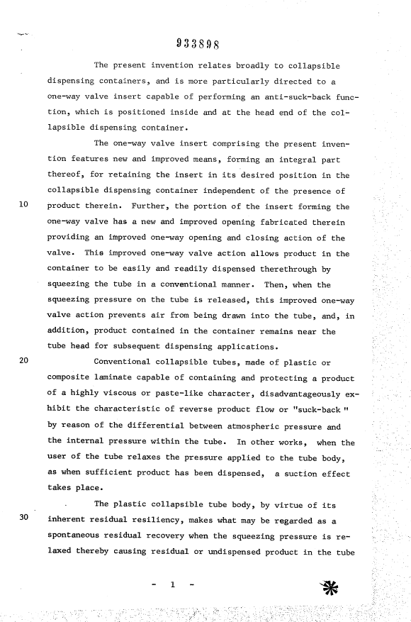 Canadian Patent Document 933898. Description 19931211. Image 1 of 8
