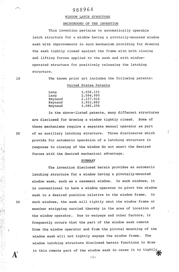Document de brevet canadien 988964. Description 19940616. Image 1 de 6