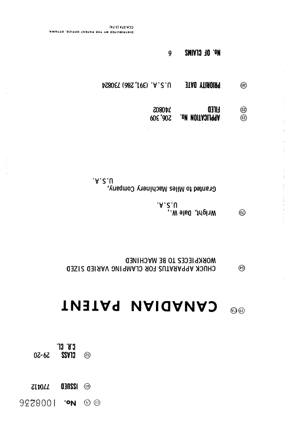 Canadian Patent Document 1008236. Cover Page 19940530. Image 1 of 1