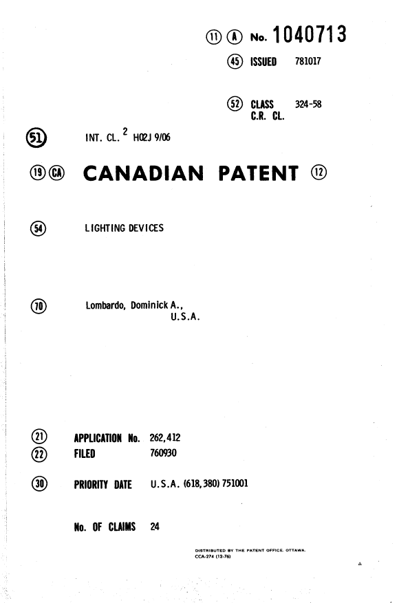 Document de brevet canadien 1040713. Page couverture 19940519. Image 1 de 1
