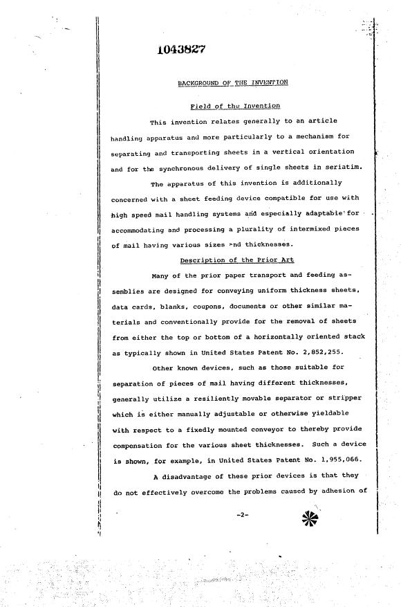 Document de brevet canadien 1043827. Description 19940527. Image 1 de 12