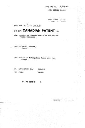 Document de brevet canadien 1113849. Page couverture 19940329. Image 1 de 1